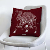 Mandala Themed Animal Printed 4 Red Cushion with Covers For Home Decor